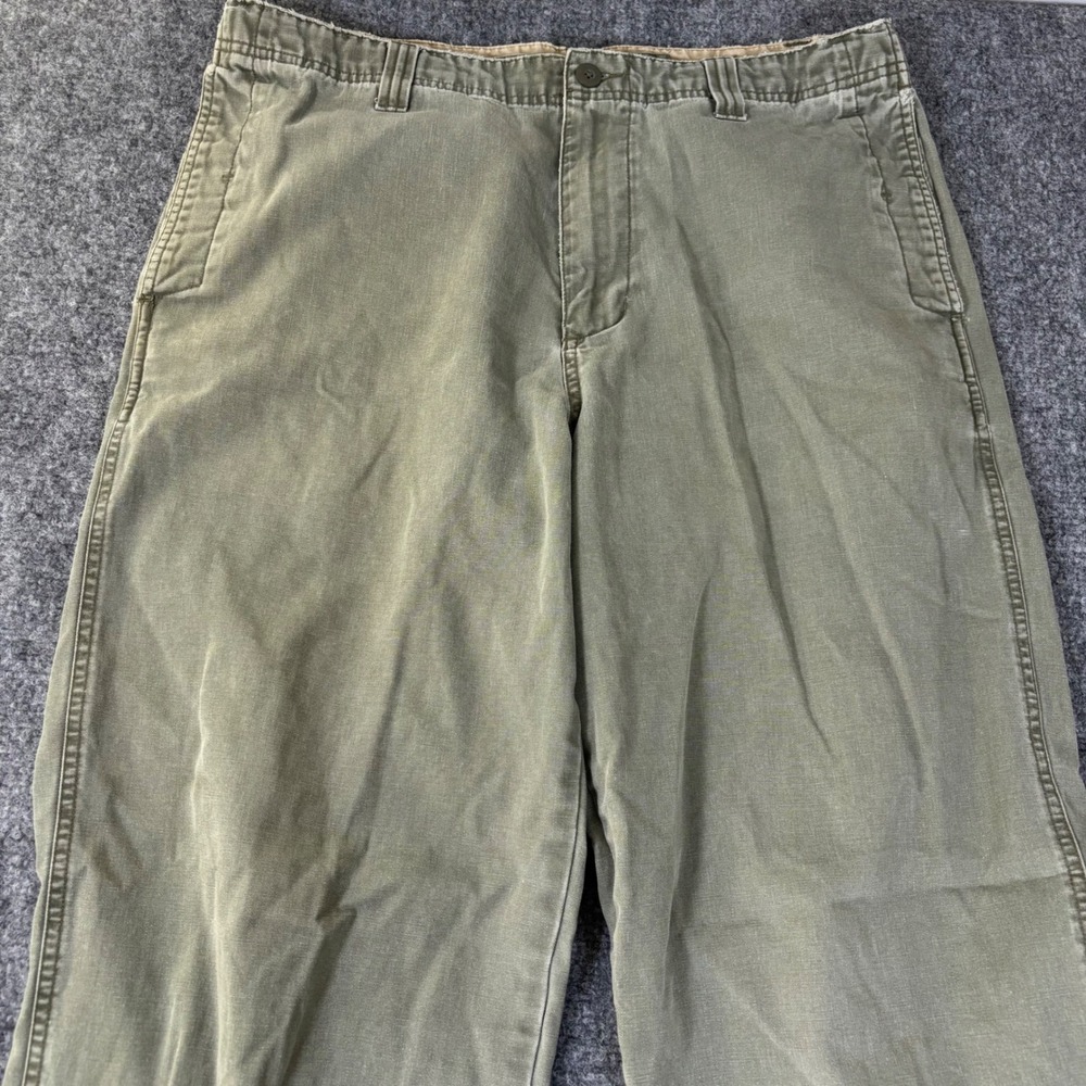 Old‎ Navy VTG Khakis Mens 34x32 Green Canvas Chino Pants Straight Rugged *Flaw - Picture 3 of 12